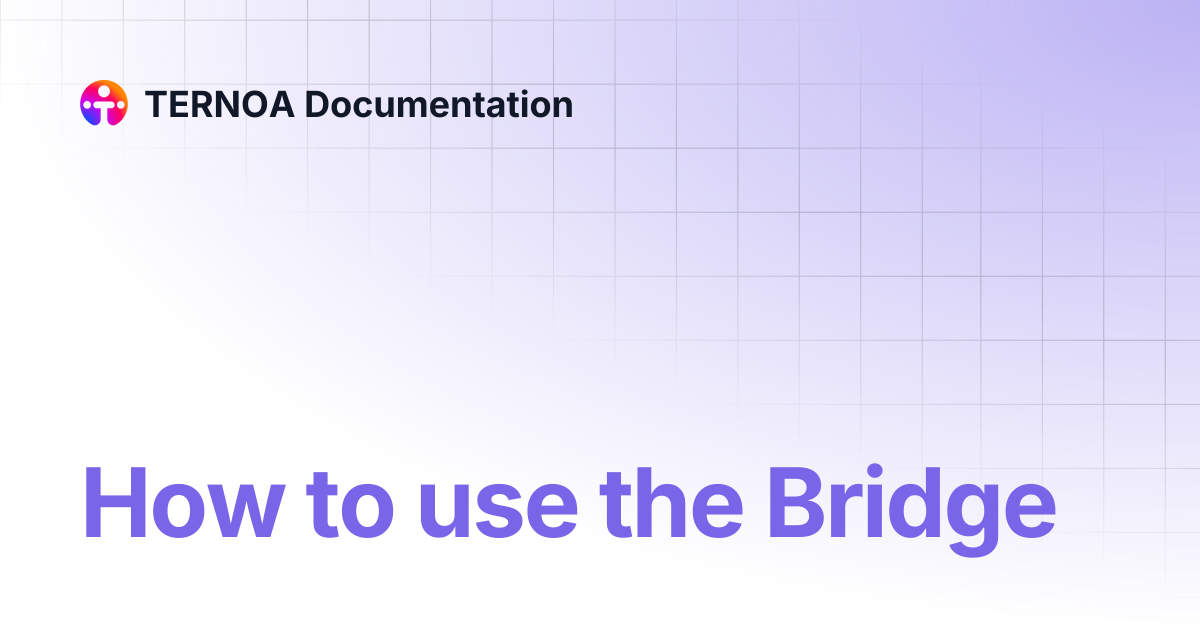 How to use the Bridge | TERNOA Documentation